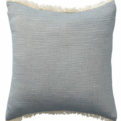 Homezia 20" X 20" Blue Gray And Cream 100% Cotton Zippered Pillow