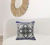 Homezia 20" X 20" Blue Navy Gray And White 100% Cotton Geometric Zippered Pillow