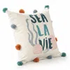Homezia 20" X 20" Blue Orange And Off-white Polyester Tropical Zippered Pillow