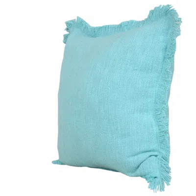 Homezia 20" X 20" Bright Blue 100% Cotton Zippered Pillow