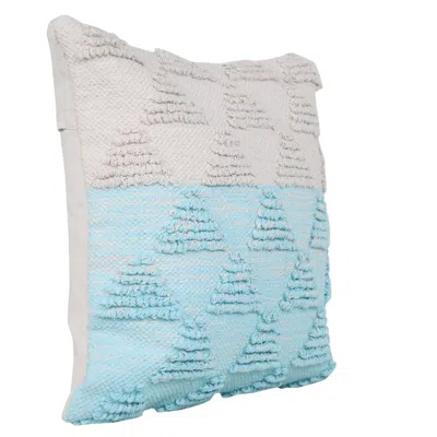 Homezia 20" X 20" Bright Blue And Off-white 100% Cotton Geometric Zippered Pillow