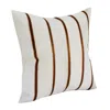 Homezia 20" X 20" Brown And Ivory Striped Faux Leather Zippered Pillow
