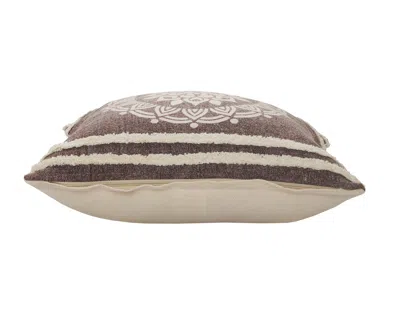 Homezia 20" X 20" Brown And White 100% Cotton Striped Zippered Pillow
