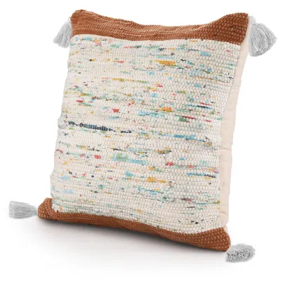 Homezia 20" X 20" Brown And White Cotton Abstract Throw Pillow