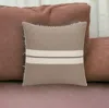 Homezia 20" X 20" Brown Striped Cotton Zippered Pillow