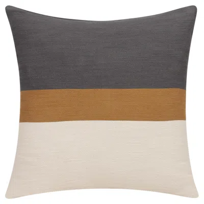 Homezia 20" X 20" Brown Striped Cotton Zippered Pillow
