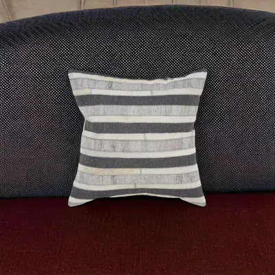 Homezia 20" X 20" Charcoal And Beige 100% Wool Striped Zippered Pillow