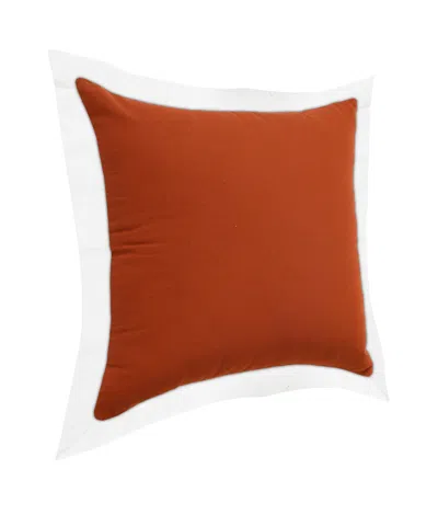 Homezia 20" X 20" Cinnamon And White 100% Cotton Geometric Zippered Pillow