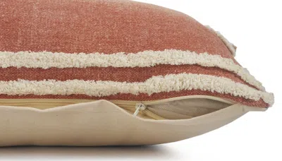 Homezia 20" X 20" Cinnamon And White 100% Cotton Striped Zippered Pillow