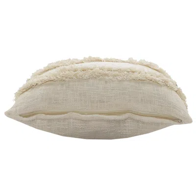 Homezia 20" X 20" Cream 100% Cotton Zippered Pillow In Neutral