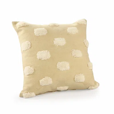 Homezia 20" X 20" Cream And White 100% Cotton Zippered Pillow