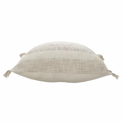 Homezia 20" X 20" Cream Tan And Beige 100% Cotton Striped Zippered Pillow