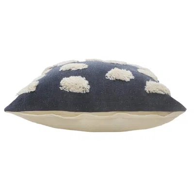 Homezia 20" X 20" Dark Blue And White 100% Cotton Zippered Pillow