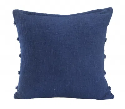 Homezia 20" X 20" Deep Blue 100% Cotton Zippered Pillow