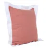 Homezia 20" X 20" Deep Coral And White 100% Cotton Geometric Zippered Pillow