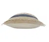 Homezia 20" X 20" Denim Blue Tan And Taupe Jute Coastal Zippered Pillow