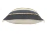 Homezia 20" X 20" Denim Blue Tan And Taupe Jute Coastal Zippered Pillow