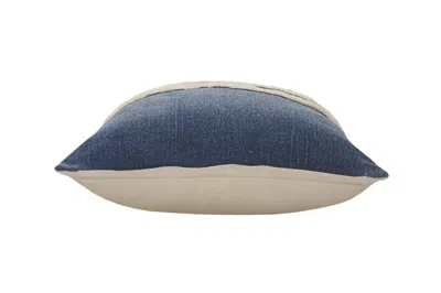Homezia 20" X 20" Dusty Blue And White 100% Cotton Striped Zippered Pillow