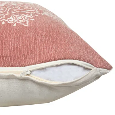 Homezia 20" X 20" Dusty Rose And White 100% Cotton Geometric Zippered Pillow