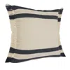 Homezia 20" X 20" Ensign Blue White And Linen 100% Cotton Striped Zippered Pillow