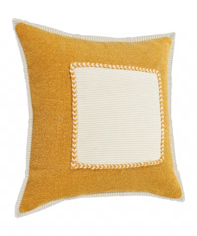 Homezia 20" X 20" Golden Glow And Cream 100% Cotton Zippered Pillow