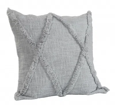 Homezia 20" X 20" Gray 100% Cotton Diamond Zippered Pillow