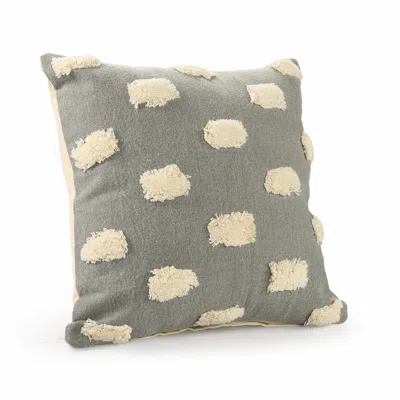 Homezia 20" X 20" Gray 100% Cotton Zippered Pillow