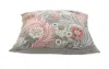 Homezia 20" X 20" Gray Adn Pink 100% Cotton Floral Zippered Pillow