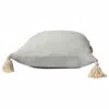 Homezia 20" X 20" Gray And Beige 100% Cotton Zippered Pillow