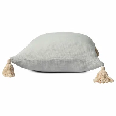 Homezia 20" X 20" Gray And Beige 100% Cotton Zippered Pillow
