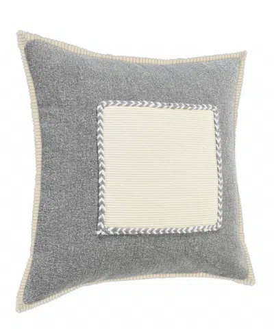 Homezia 20" X 20" Gray And Cream 100% Cotton Zippered Pillow
