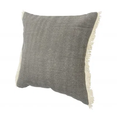 Homezia 20" X 20" Gray And Ivory 100% Cotton Zippered Pillow