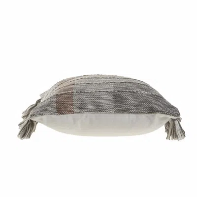 Homezia 20" X 20" Gray And Light Red Polyester Striped Zippered Pillow