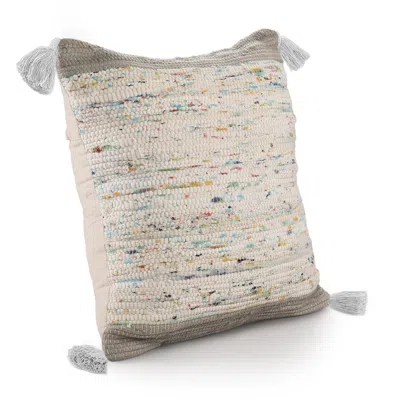 Homezia 20" X 20" Gray And Off-white 100% Cotton Abstract Zippered Pillow