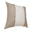 Homezia 20" X 20" Gray And Tan Linen Patchwork Zippered Pillow