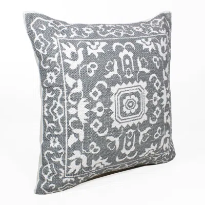 Homezia 20" X 20" Gray And White 100% Cotton Geometric Zippered Pillow