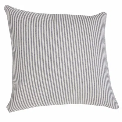 Homezia 20" X 20" Gray And White 100% Cotton Striped Zippered Pillow