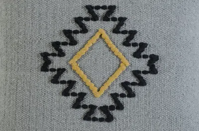 Homezia 20" X 20" Gray Black Yellow And Ivory 100% Cotton Geometric Zippered Pillow