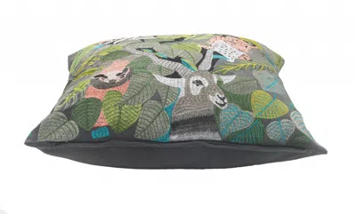 Homezia 20" X 20" Gray Salmon And Green 100% Cotton Animal Print Zippered Pillow