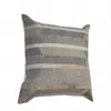 Homezia 20" X 20" Gray Taupe And Ivory 100% Wool Striped Zippered Pillow