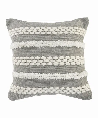 Homezia 20" X 20" Gray Zippered Geometric Indoor Outdoor Throw Pillow