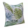 Homezia 20" X 20" Green And Blue Polyester Floral Zippered Pillow