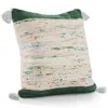 Homezia 20" X 20" Green And Off-white 100% Cotton Abstract Zippered Pillow