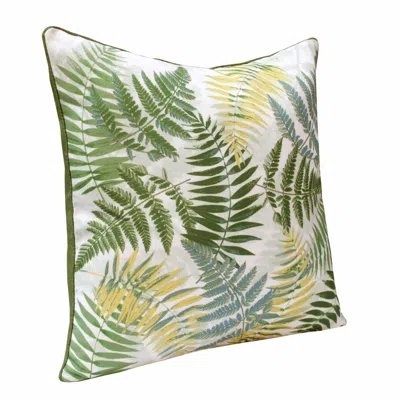 Homezia 20" X 20" Green And Yellow Polyester Floral Zippered Pillow In Multi
