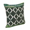 Homezia 20" X 20" Green Blue And White 100% Cotton Geometric Zippered Pillow