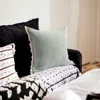 Homezia 20" X 20" Green Cotton Zippered Down Pillow With Fringe