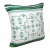 Homezia 20" X 20" Green White And Blue 100% Cotton Geometric Zippered Pillow