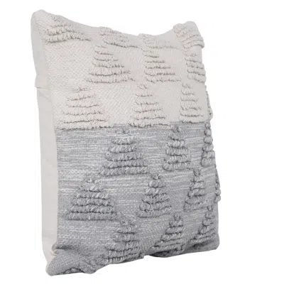 Homezia 20" X 20" Heathered Gray And Off-white 100% Cotton Geometric Zippered Pillow