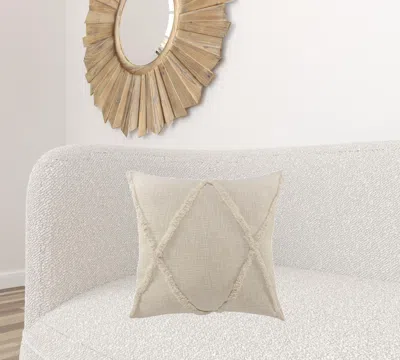 Homezia 20" X 20" Ivory 100% Cotton Zippered Pillow
