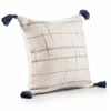 Homezia 20" X 20" Ivory And Blue Polyester Geometric Zippered Pillow
